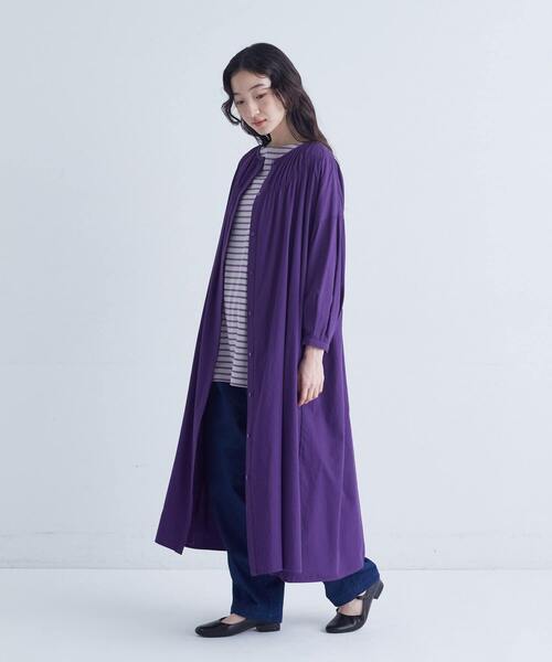 conges payes ADIEU TRISTESSE（コンジェ ペイエ アデュートリステス）の「シャーリングネックワンピース（ワンピース・レディース・チャコールグレー/パープル・38）」の5枚目の写真