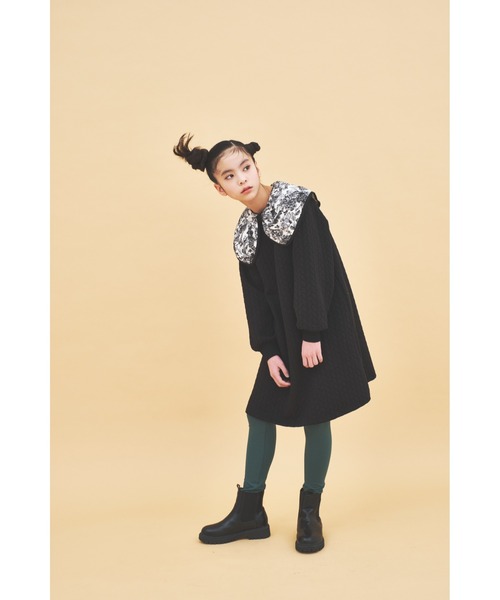 maarook（マルーク）の「ケーブル接結ノスタルジックワンピース（ワンピース・キッズ・ブラック・90cm/110cm/100cm/120cm/130cm）」の4枚目の写真