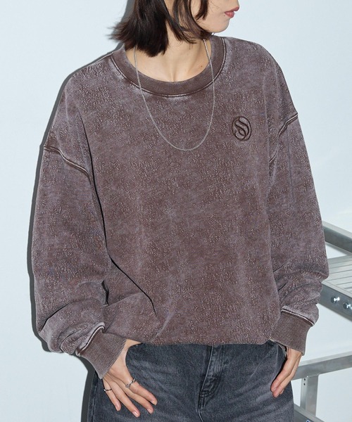 Anchor Smith（アンカー スミス）の「ヴィンテージ加工スノーウォッシュ ワンポイント刺繍アブストラクトジャガードスウェット（スウェット・レディース・ブラウン/ブラック/ネイビー・L/M）」の17枚目の写真
