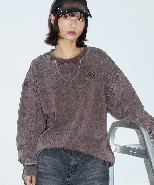 Anchor Smith（アンカー スミス）の「ヴィンテージ加工スノーウォッシュ ワンポイント刺繍アブストラクトジャガードスウェット（スウェット・レディース・ブラウン/ブラック/ネイビー・L/M）」の18枚目の写真