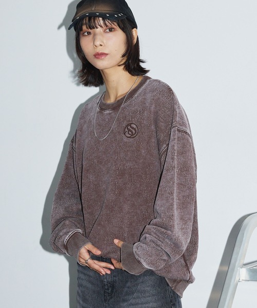 Anchor Smith（アンカー スミス）の「ヴィンテージ加工スノーウォッシュ ワンポイント刺繍アブストラクトジャガードスウェット（スウェット・レディース・ブラウン/ブラック/ネイビー・L/M）」の22枚目の写真