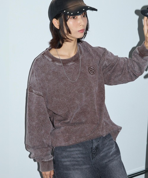 Anchor Smith（アンカー スミス）の「ヴィンテージ加工スノーウォッシュ ワンポイント刺繍アブストラクトジャガードスウェット（スウェット・レディース・ブラウン/ブラック/ネイビー・L/M）」の20枚目の写真