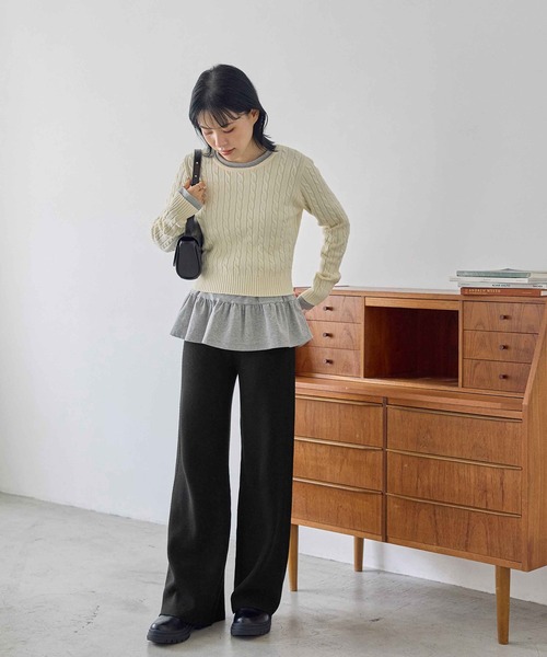 CHAN ME(チャンミ)の「ツイストラインニットパンツ(その他パンツ・レディース・ブラウン/ベージュ/ブラック/グレー・SMALL/MEDIUM/LARGE/X-LARGE)」の21枚目の写真