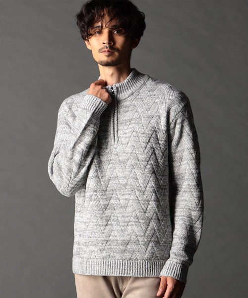 NICOLE CLUB FOR MEN（ニコルクラブフォーメン）の「ハーフジッププルオーバーニット（ニット/セーター・メンズ・ブラック/オフホワイト/ブルー系/ホワイト系・MEDIUM/X-LARGE/LARGE）」の2枚目の写真