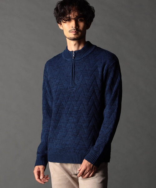 NICOLE CLUB FOR MEN（ニコルクラブフォーメン）の「ハーフジッププルオーバーニット（ニット/セーター・メンズ・ブラック/オフホワイト/ブルー系/ホワイト系・MEDIUM/X-LARGE/LARGE）」の4枚目の写真