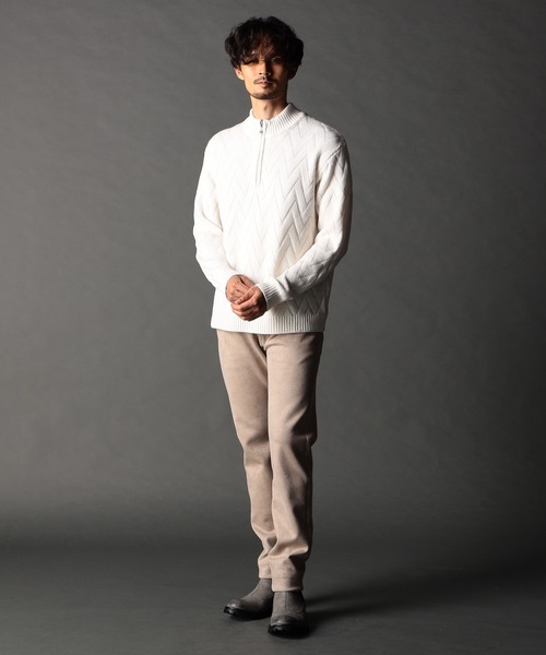 NICOLE CLUB FOR MEN（ニコルクラブフォーメン）の「ハーフジッププルオーバーニット（ニット/セーター・メンズ・ブラック/オフホワイト/ブルー系/ホワイト系・MEDIUM/X-LARGE/LARGE）」の5枚目の写真