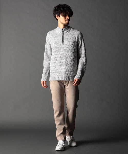 NICOLE CLUB FOR MEN（ニコルクラブフォーメン）の「ハーフジッププルオーバーニット（ニット/セーター・メンズ・ブラック/オフホワイト/ブルー系/ホワイト系・MEDIUM/X-LARGE/LARGE）」の6枚目の写真