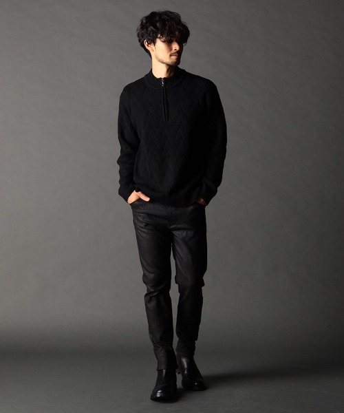 NICOLE CLUB FOR MEN（ニコルクラブフォーメン）の「ハーフジッププルオーバーニット（ニット/セーター・メンズ・ブラック/オフホワイト/ブルー系/ホワイト系・MEDIUM/X-LARGE/LARGE）」の7枚目の写真