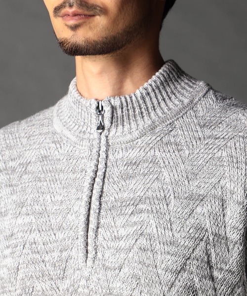 NICOLE CLUB FOR MEN（ニコルクラブフォーメン）の「ハーフジッププルオーバーニット（ニット/セーター・メンズ・ブラック/オフホワイト/ブルー系/ホワイト系・MEDIUM/X-LARGE/LARGE）」の11枚目の写真