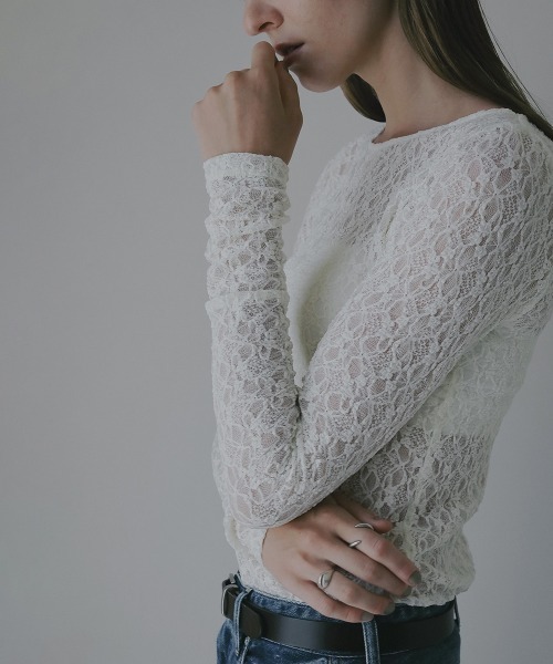 MANOF（マノフ）の「2WAY LACE TOPS（Tシャツ/カットソー・レディース・ホワイト/ブルー/ブラック・F）」の3枚目の写真