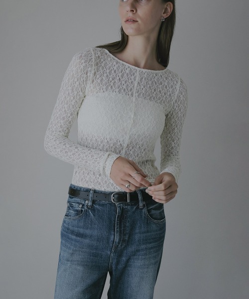 MANOF（マノフ）の「2WAY LACE TOPS（Tシャツ/カットソー・レディース・ホワイト/ブルー/ブラック・F）」の13枚目の写真