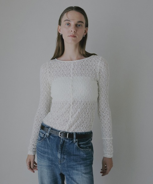 MANOF（マノフ）の「2WAY LACE TOPS（Tシャツ/カットソー・レディース・ホワイト/ブルー/ブラック・F）」の12枚目の写真