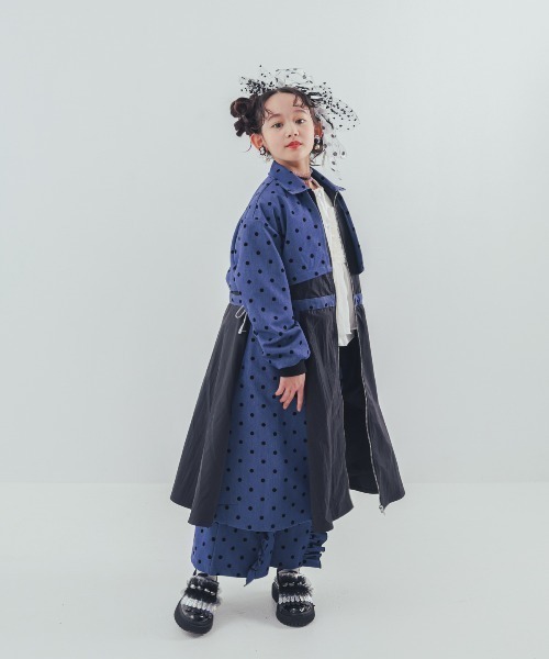 unica（ユニカ）の「フロッキードットzipperジャケットワンピース（ワンピース・キッズ・ネイビー/グレー/ブルー・XL/L）」の3枚目の写真