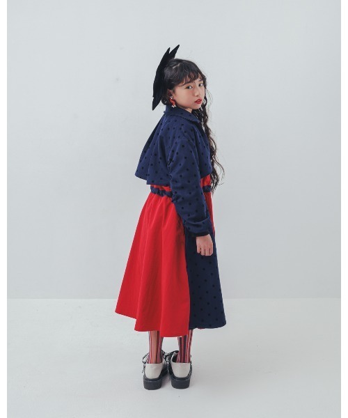 unica（ユニカ）の「フロッキードットzipperジャケットワンピース（ワンピース・キッズ・ネイビー/グレー/ブルー・XL/L）」の8枚目の写真