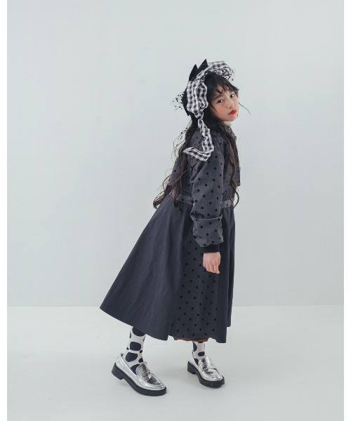 unica（ユニカ）の「フロッキードットzipperジャケットワンピース（ワンピース・キッズ・ネイビー/グレー/ブルー・XL/L）」の10枚目の写真