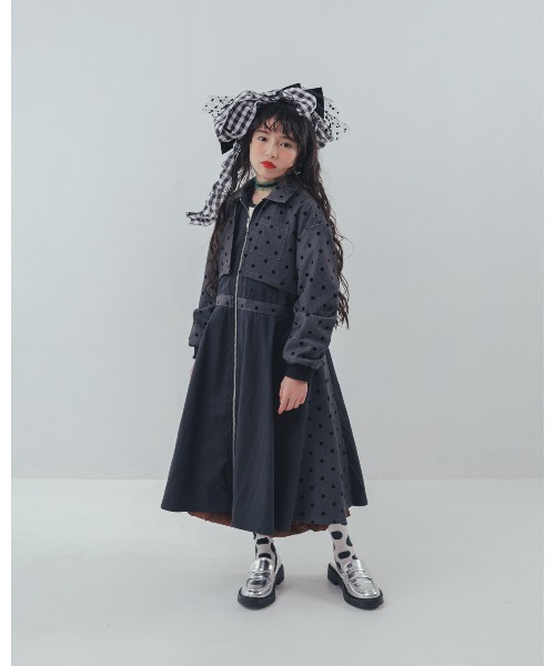 unica（ユニカ）の「フロッキードットzipperジャケットワンピース（ワンピース・キッズ・ネイビー/グレー/ブルー・XL/L）」の11枚目の写真