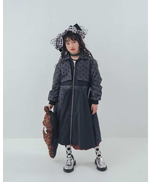 unica（ユニカ）の「フロッキードットzipperジャケットワンピース（ワンピース・キッズ・ネイビー/グレー/ブルー・XL/L）」の13枚目の写真