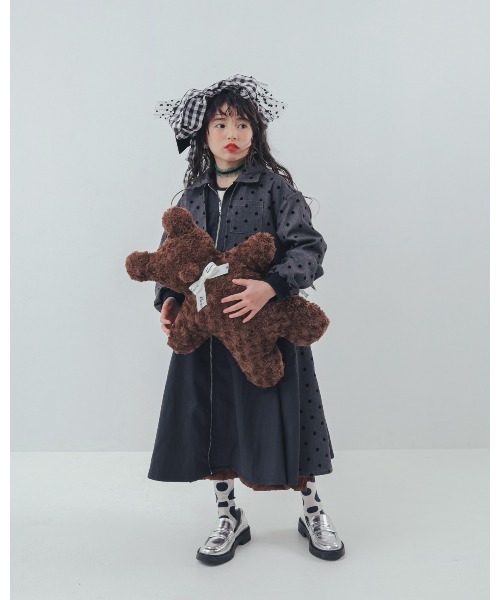 unica（ユニカ）の「フロッキードットzipperジャケットワンピース（ワンピース・キッズ・ネイビー/グレー/ブルー・XL/L）」の14枚目の写真