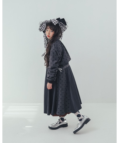 unica（ユニカ）の「フロッキードットzipperジャケットワンピース（ワンピース・キッズ・ネイビー/グレー/ブルー・XL/L）」の17枚目の写真