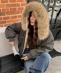 Diosfront（ディオスフロント）の「ファーフーディショート丈ブルゾン（ブルゾン）」