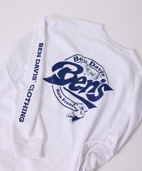 BEN DAVIS(ベンデイビス)の「【BENDAVIS/ベンデイビス】サークルロゴロングスリーブTシャツ(Tシャツ/カットソー・メンズ・ホワイト/チャコールグレー/グリーン・L/LL/M)」の1枚目の写真
