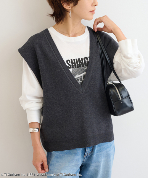 JOURNAL STANDARD relume(ジャーナルスタンダード レリューム)の「コットンカシミヤミックスVベスト(ベスト・レディース・チャコールグレー/ブラウン・FREE)」の11枚目の写真
