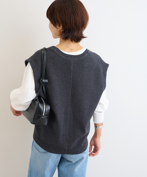 JOURNAL STANDARD relume(ジャーナルスタンダード レリューム)の「コットンカシミヤミックスVベスト(ベスト・レディース・チャコールグレー/ブラウン・FREE)」の12枚目の写真