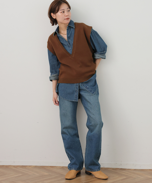 JOURNAL STANDARD relume(ジャーナルスタンダード レリューム)の「コットンカシミヤミックスVベスト(ベスト・レディース・チャコールグレー/ブラウン・FREE)」の13枚目の写真