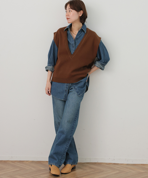 JOURNAL STANDARD relume(ジャーナルスタンダード レリューム)の「コットンカシミヤミックスVベスト(ベスト・レディース・チャコールグレー/ブラウン・FREE)」の14枚目の写真