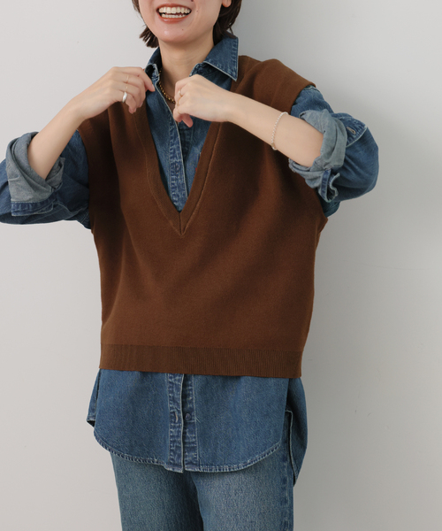 JOURNAL STANDARD relume(ジャーナルスタンダード レリューム)の「コットンカシミヤミックスVベスト(ベスト・レディース・チャコールグレー/ブラウン・FREE)」の16枚目の写真