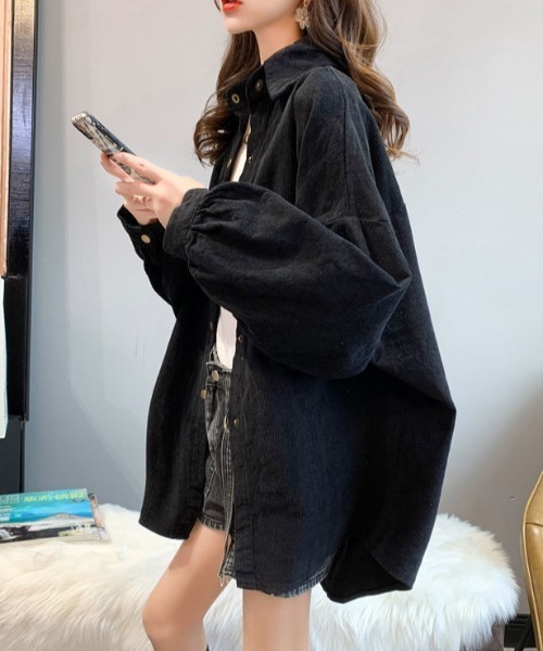 cammie(キャミー)の「コーディロイボリュームスリーブシャツ(シャツ/ブラウス・レディース・ライトブラウン/ブラック/パープル・M/L)」の1枚目の写真
