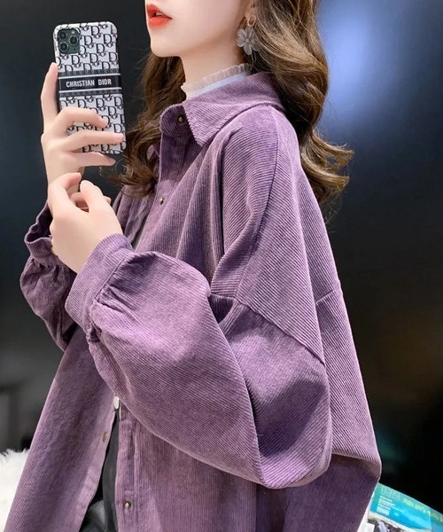cammie(キャミー)の「コーディロイボリュームスリーブシャツ(シャツ/ブラウス・レディース・ライトブラウン/ブラック/パープル・M/L)」の11枚目の写真