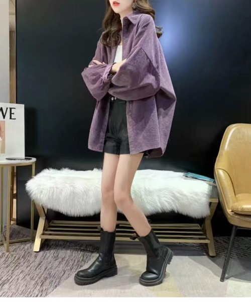 cammie(キャミー)の「コーディロイボリュームスリーブシャツ(シャツ/ブラウス・レディース・ライトブラウン/ブラック/パープル・M/L)」の12枚目の写真