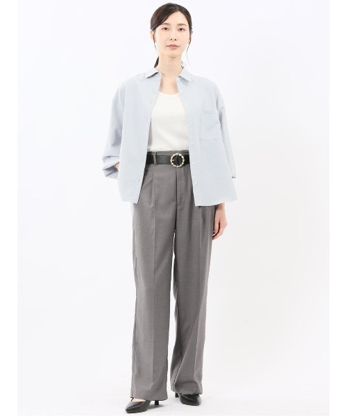 m.f.editorial（エムエフエディトリアル）の「【ストレッチ UVカット】m.f.エディトリアル レディース ワンタック ワイドパンツ（スラックス・レディース・グレー系その他2・LARGE/MEDIUM）」の2枚目の写真