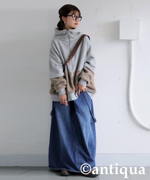 antiqua(アンティカ)の「裏毛×ボアパーカー(パーカー・レディース・ブラック/杢グレー・ONESIZE)」の10枚目の写真