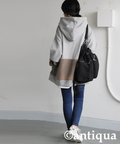 antiqua(アンティカ)の「裏毛×ボアパーカー(パーカー・レディース・ブラック/杢グレー・ONESIZE)」の15枚目の写真