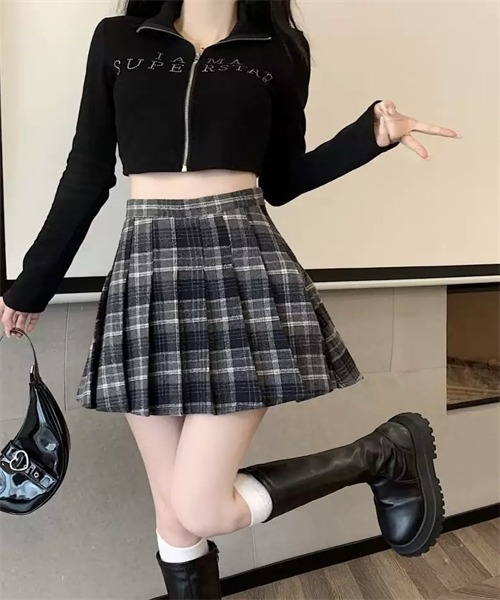 Dream garden(ドリームガーデン)の「チェック柄プリーツ ミニスカート(スカート・レディース・ブラウン/グレー・3XL/2XL/XL/L/M/S/XS)」の4枚目の写真