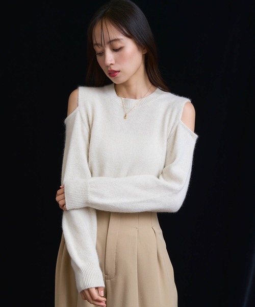 NOELA（ノエラ）の「オープンショルダーフォックスニット（ニット/セーター・レディース・ブラウン/ベージュ/オフホワイト・フリー）」の8枚目の写真