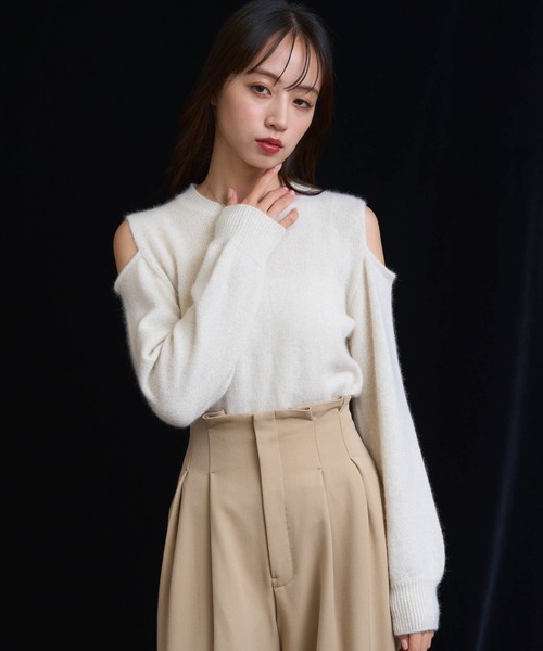 NOELA（ノエラ）の「オープンショルダーフォックスニット（ニット/セーター・レディース・ブラウン/ベージュ/オフホワイト・フリー）」の4枚目の写真