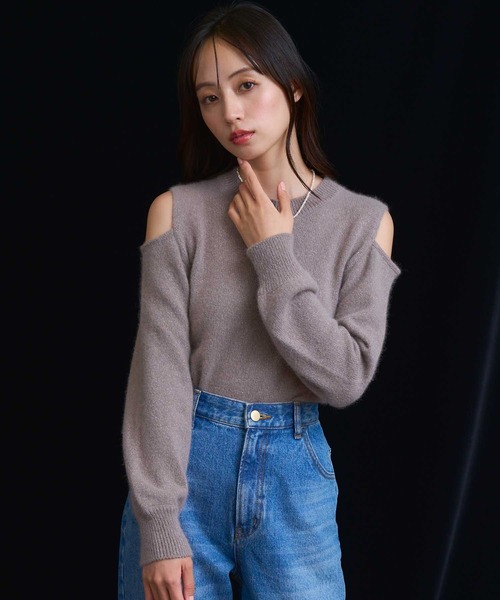 NOELA（ノエラ）の「オープンショルダーフォックスニット（ニット/セーター・レディース・ブラウン/ベージュ/オフホワイト・フリー）」の22枚目の写真