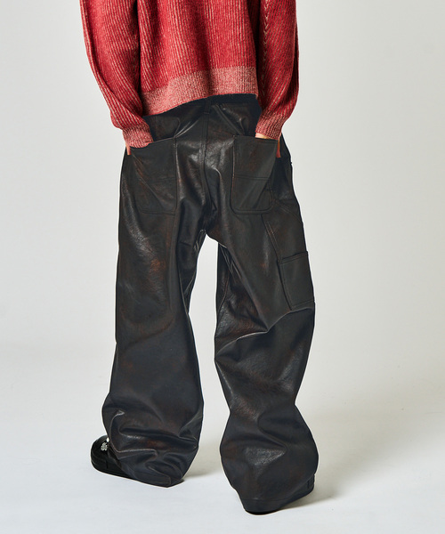 JOINT WORKS（ジョイントワークス）の「フェードレザー ダブルニーパンツ / Faded Faux Leather Double Knee Pants（その他パンツ・メンズ・ブラウン/ブラック・MEDIUM/LARGE）」の6枚目の写真