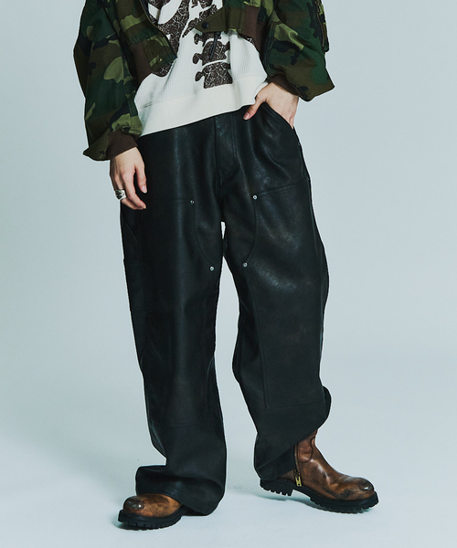 JOINT WORKS（ジョイントワークス）の「フェードレザー ダブルニーパンツ / Faded Faux Leather Double Knee Pants（その他パンツ・メンズ・ブラウン/ブラック・MEDIUM/LARGE）」の9枚目の写真