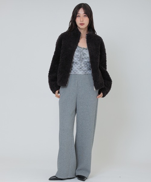 SUWDEE(スーディー)の「wool boa zip up short blouson(ブルゾン・レディース・チャコールグレー/ベージュ/ダークパープル・FREE)」の14枚目の写真