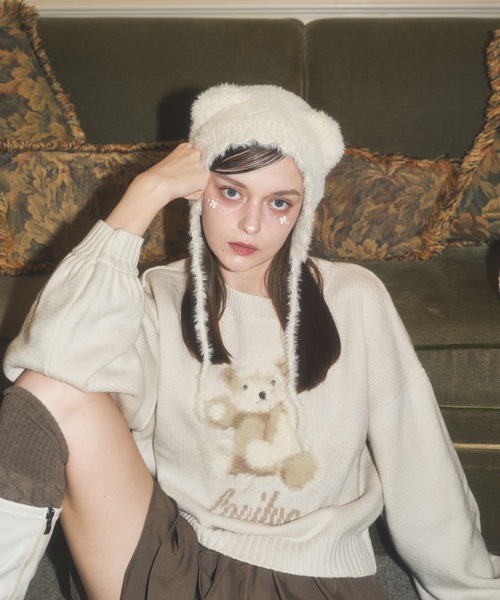 Lovilyn(ラヴィリン)の「ふわふわクマちゃんニット(ニット/セーター・レディース・ホワイト/ブラウン・FREE)」の17枚目の写真