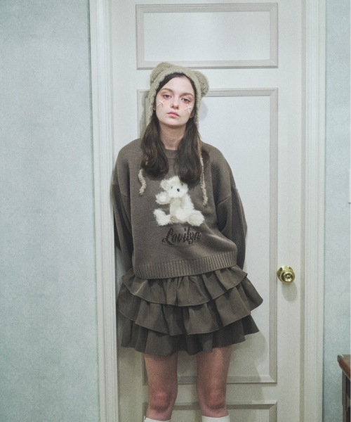 Lovilyn(ラヴィリン)の「ふわふわクマちゃんニット(ニット/セーター・レディース・ホワイト/ブラウン・FREE)」の13枚目の写真