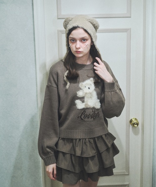 Lovilyn(ラヴィリン)の「ふわふわクマちゃんニット(ニット/セーター・レディース・ホワイト/ブラウン・FREE)」の4枚目の写真