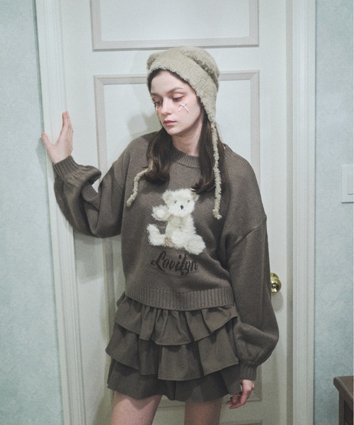 Lovilyn(ラヴィリン)の「ふわふわクマちゃんニット(ニット/セーター・レディース・ホワイト/ブラウン・FREE)」の5枚目の写真