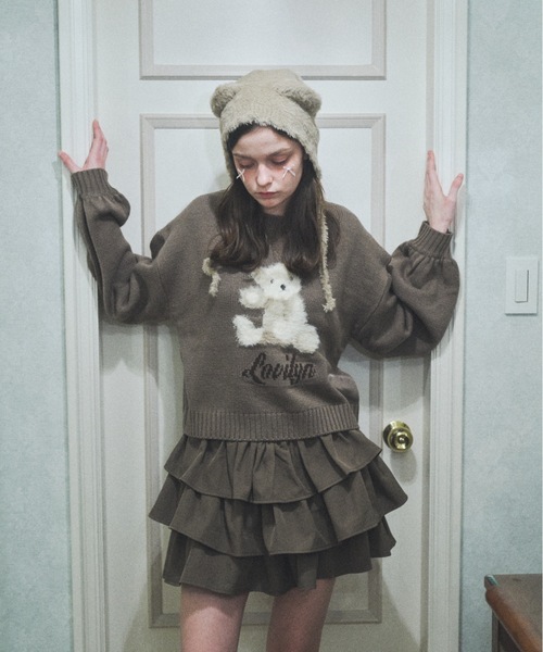 Lovilyn(ラヴィリン)の「ふわふわクマちゃんニット(ニット/セーター・レディース・ホワイト/ブラウン・FREE)」の6枚目の写真