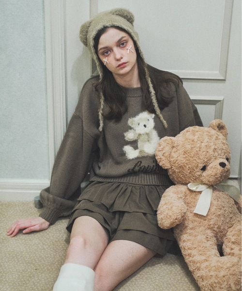 【新品未使用 アルチビオ】クマモチーフフワフワニットブルゾン36号 着丈が選べる】くま刺繍ケーブルニット | Meiru(メイル)｜公式LOOKBOOK