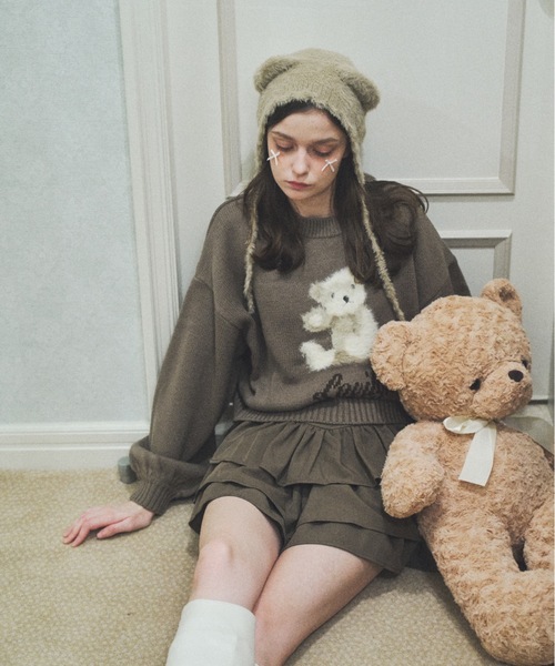 Lovilyn(ラヴィリン)の「ふわふわクマちゃんニット(ニット/セーター・レディース・ホワイト/ブラウン・FREE)」の8枚目の写真